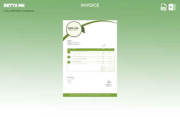 Шаблон за бесплатна земјоделска фактура во модерен стил